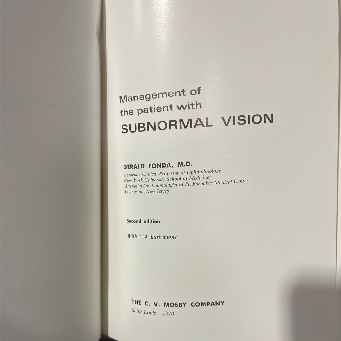 management of the patient with subnormal vision book, by gerald fonda, m.d., 1970 Hardcover image 2