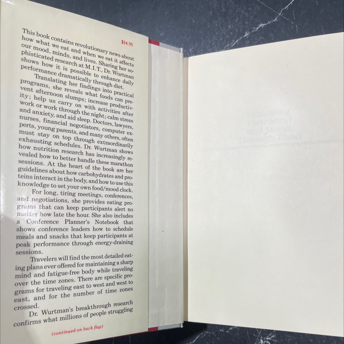 managing your mind and mood through food book, by judith j. wurtman, ph.d., 1986 Hardcover image 4