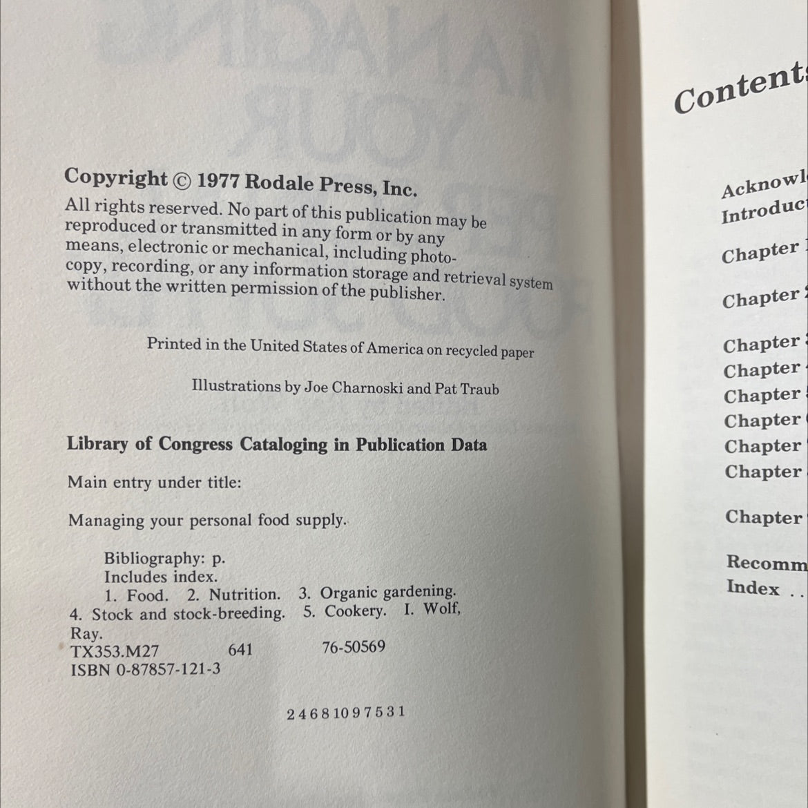 managing your personal food supply book, by Ray Wolf, 1977 Hardcover image 3