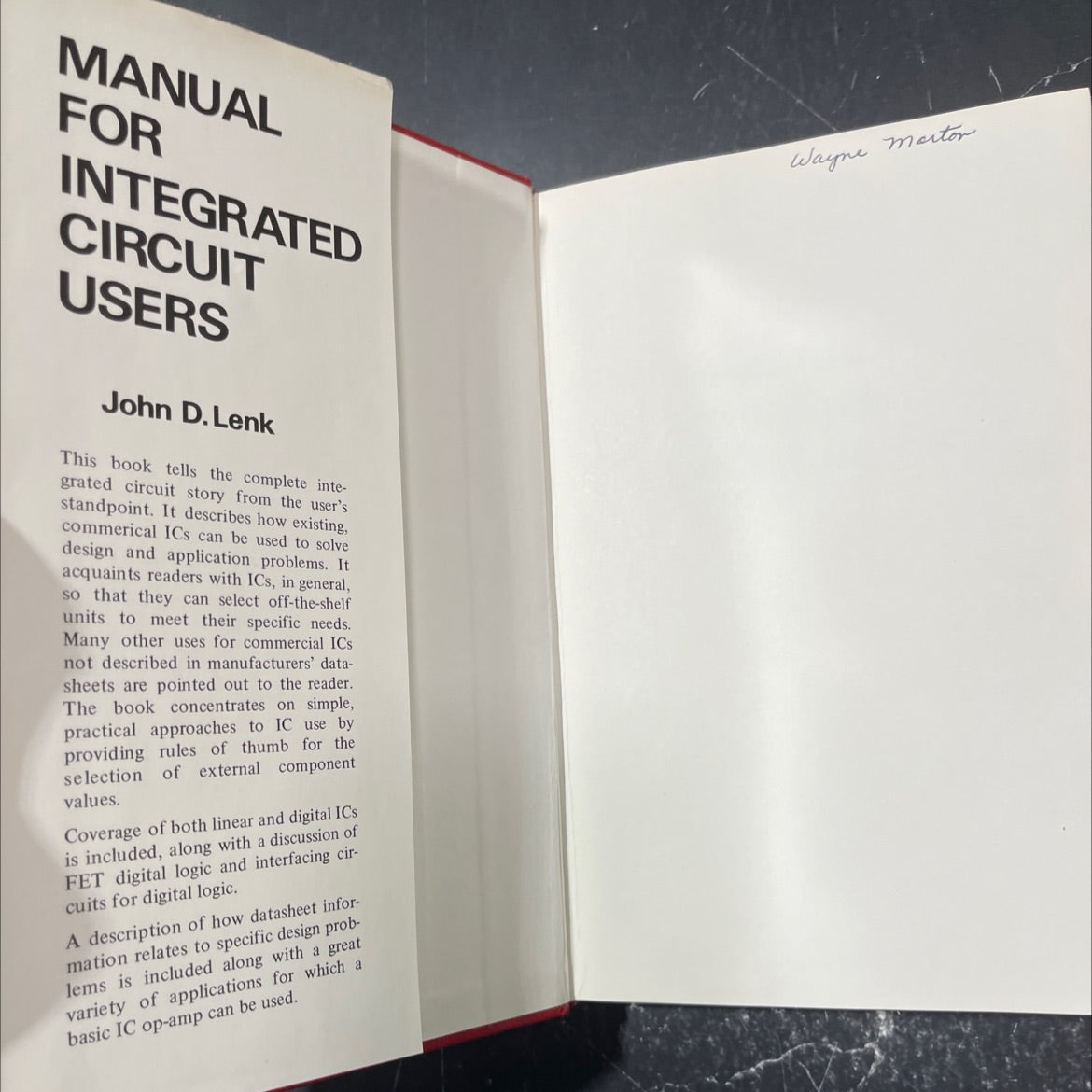 manual for integrated circuit users book, by John D. Lenk, 1973 Hardcover image 4