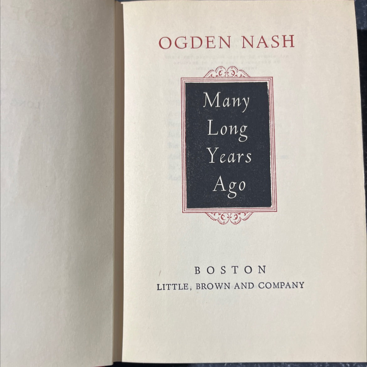 many long years ago book, by ogden nash, 1945 Hardcover image 2