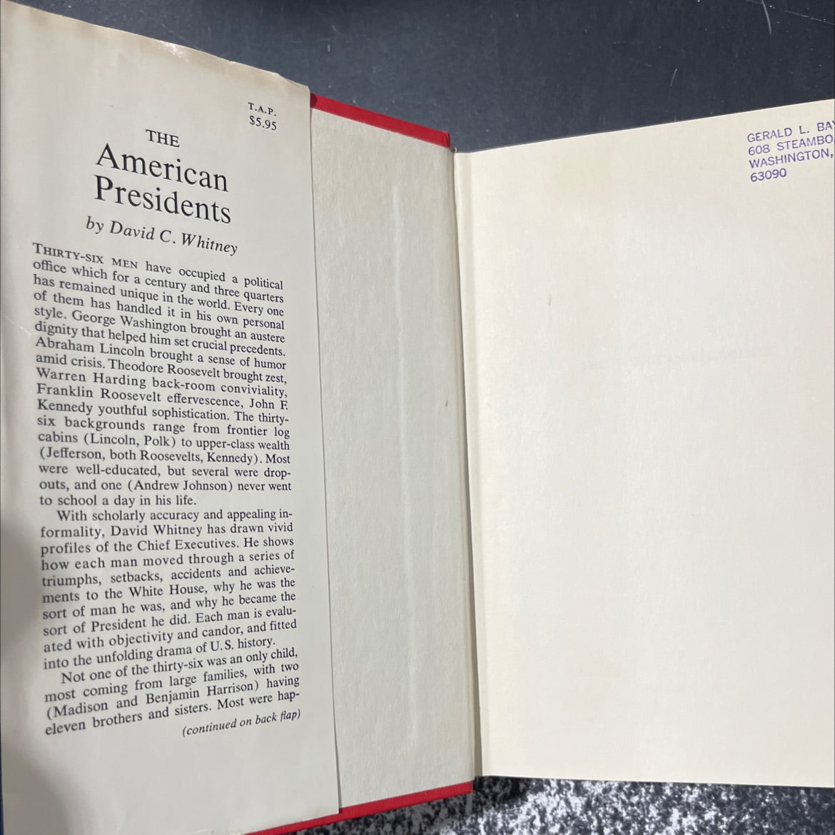 maolema sht the american presidents book, by David C. Whitney, 1969 Hardcover image 4
