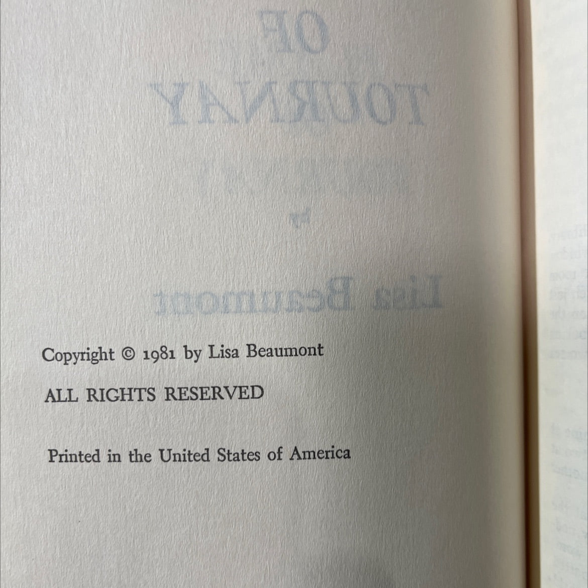 mar o flame of tournay book, by lisa beaumont, 1981 Hardcover image 3