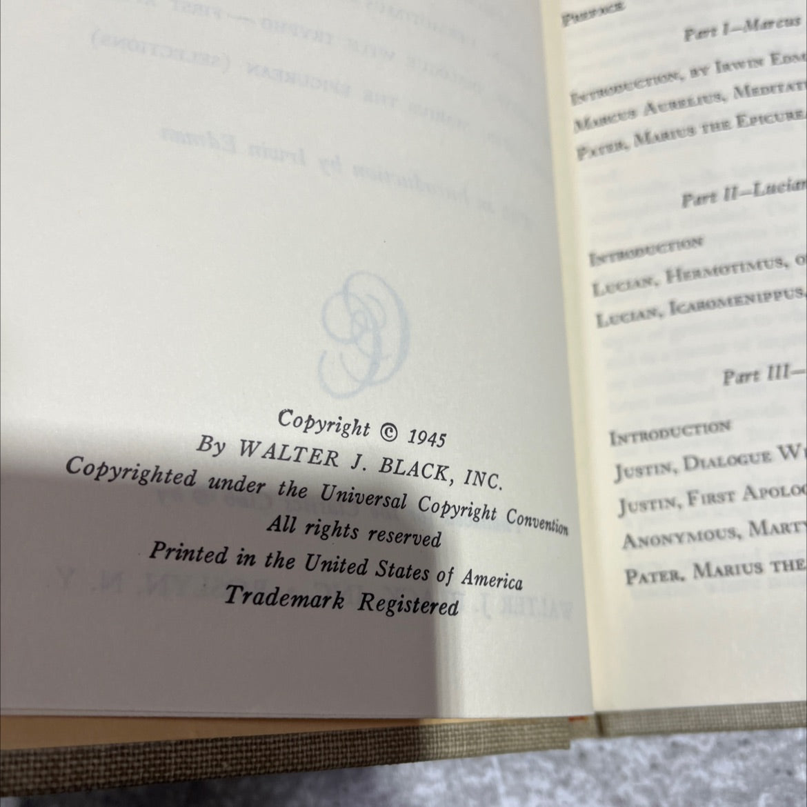 marcus aurelius and his times book, by unknown, 1945 Hardcover image 3