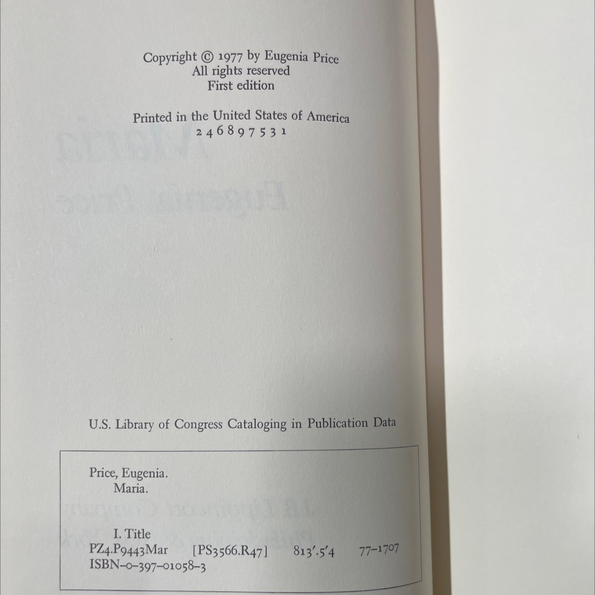 maria book, by eugenia price, 1977 Hardcover image 3