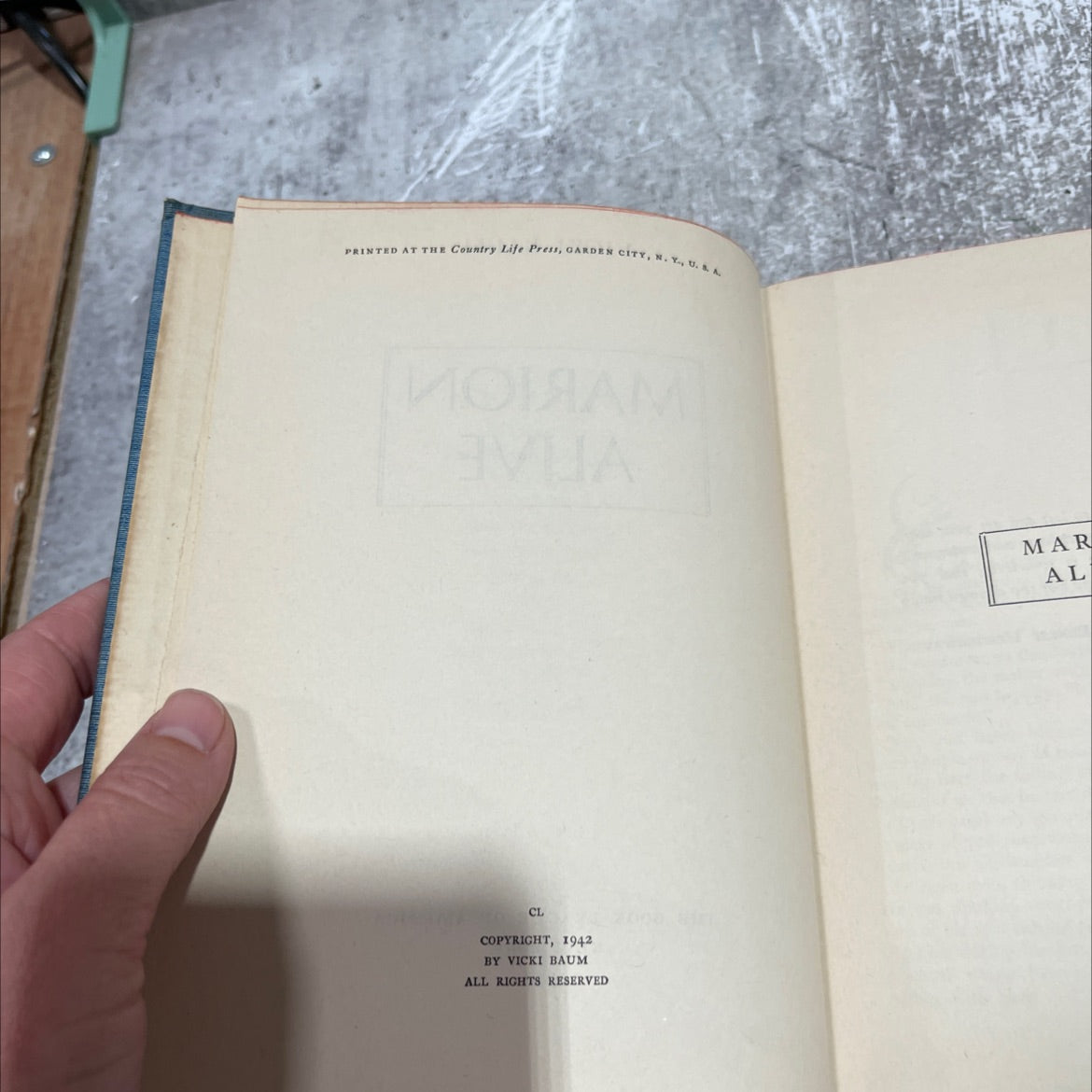 marion alive book, by vicki baum, 1942 Hardcover image 3