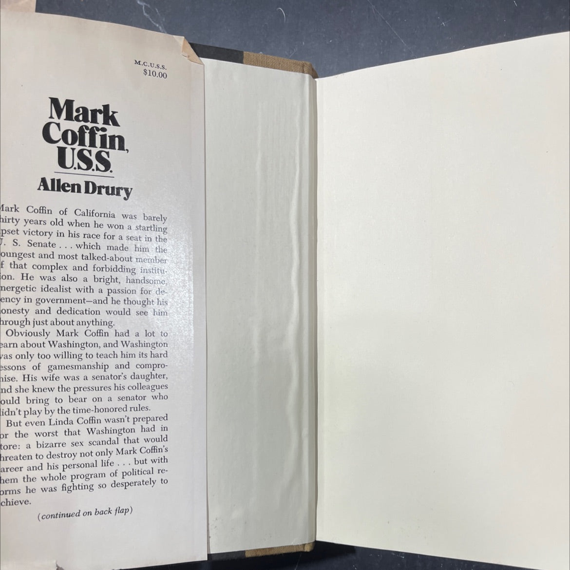 mark coffin, u.s.s. a novel of capitol hill book, by allen drury, 1979 Hardcover image 4