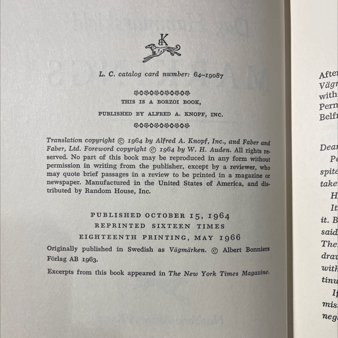 markings book, by dag hammarskjöld, 1966 Hardcover image 3