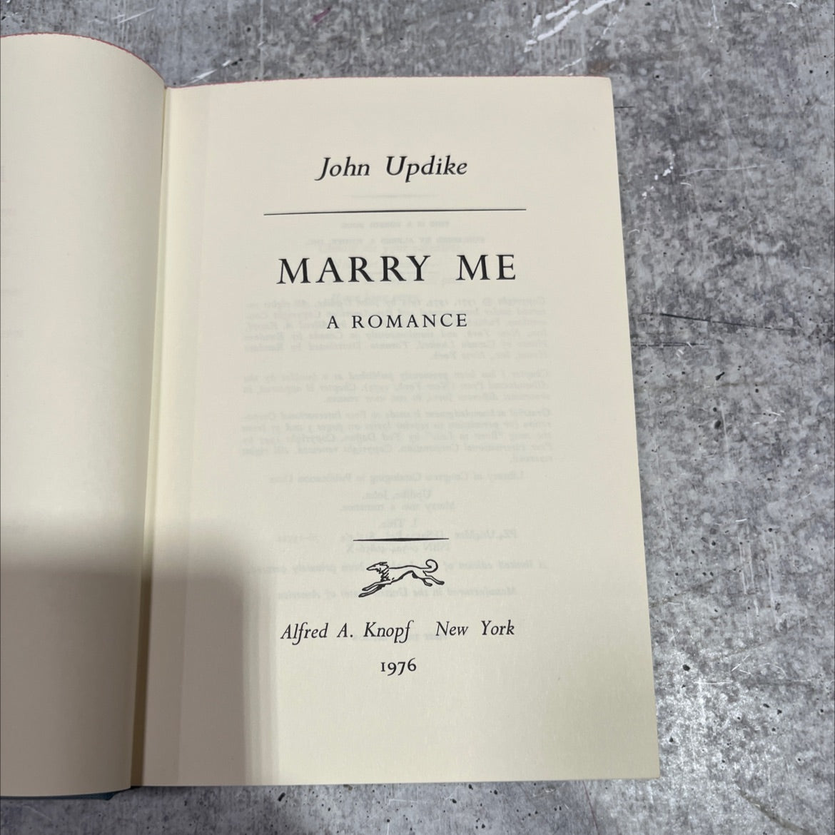 marry me a romance book, by John Updike, 1976 Hardcover image 2