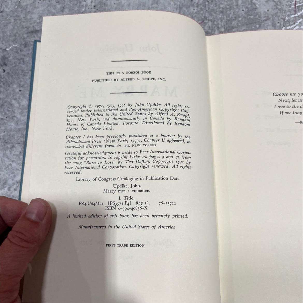 marry me a romance book, by John Updike, 1976 Hardcover image 3