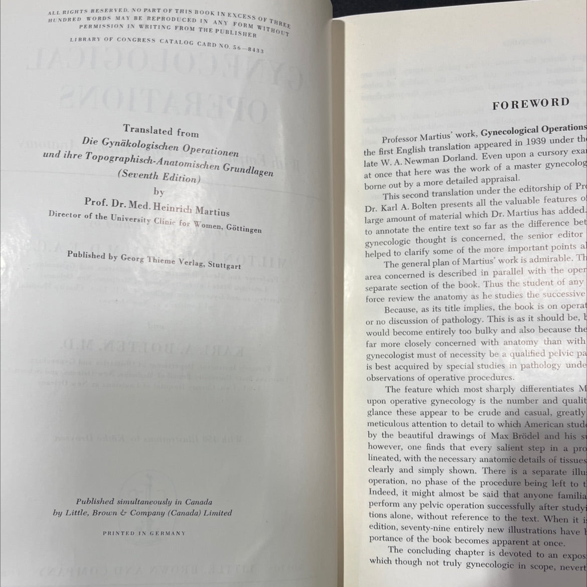 martius' gynecological operations with emphasis on topographic anatomy book, by heinrich martius, 1970 Hardcover image 3