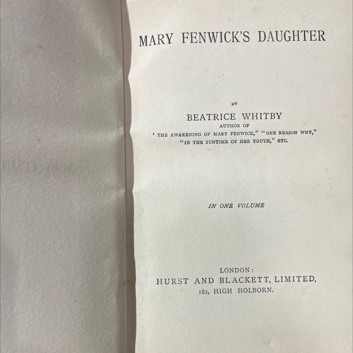 mary fenwick's daughter book, by beatrice whitby, 1970 Hardcover image 2