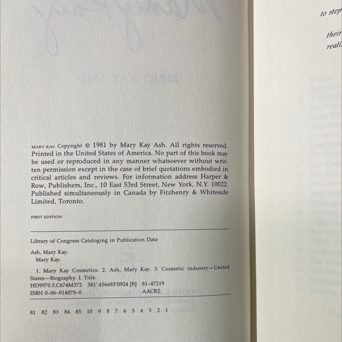 mary kay book, by Mary Kay Ash, 1981 Hardcover image 3