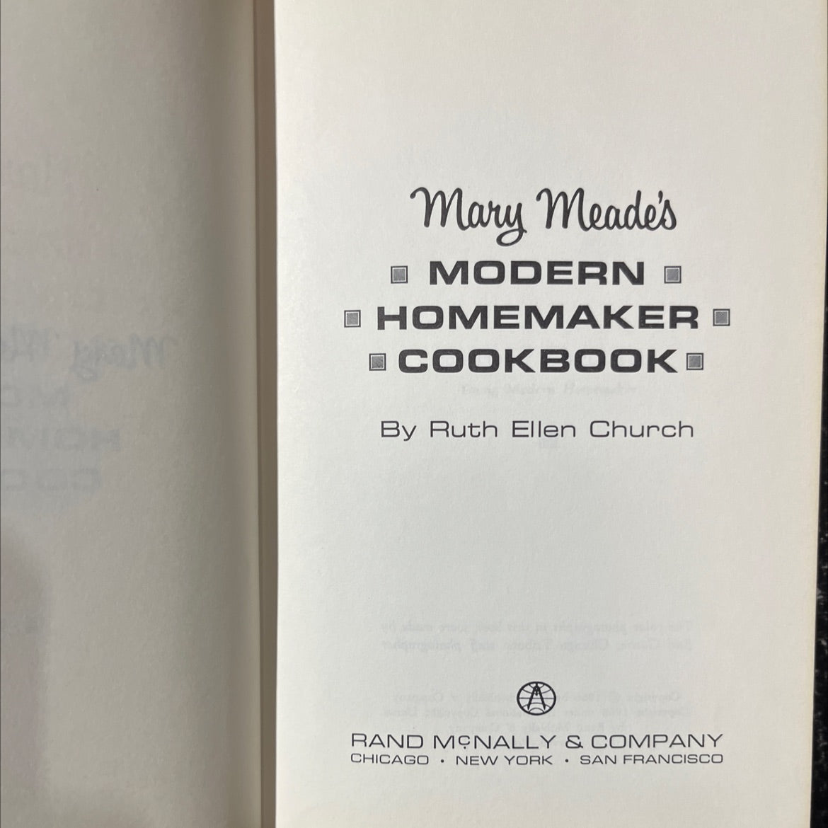 mary meade's modern homemaker cookbook book, by ruth ellen church, 1966 Hardcover image 2
