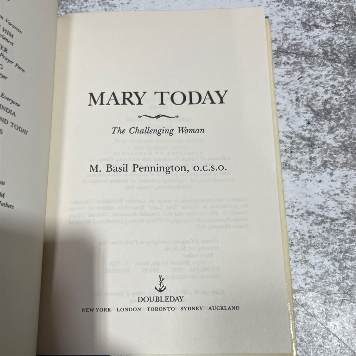 mary today book, by M. Basil Pennington, 1987 Hardcover image 2