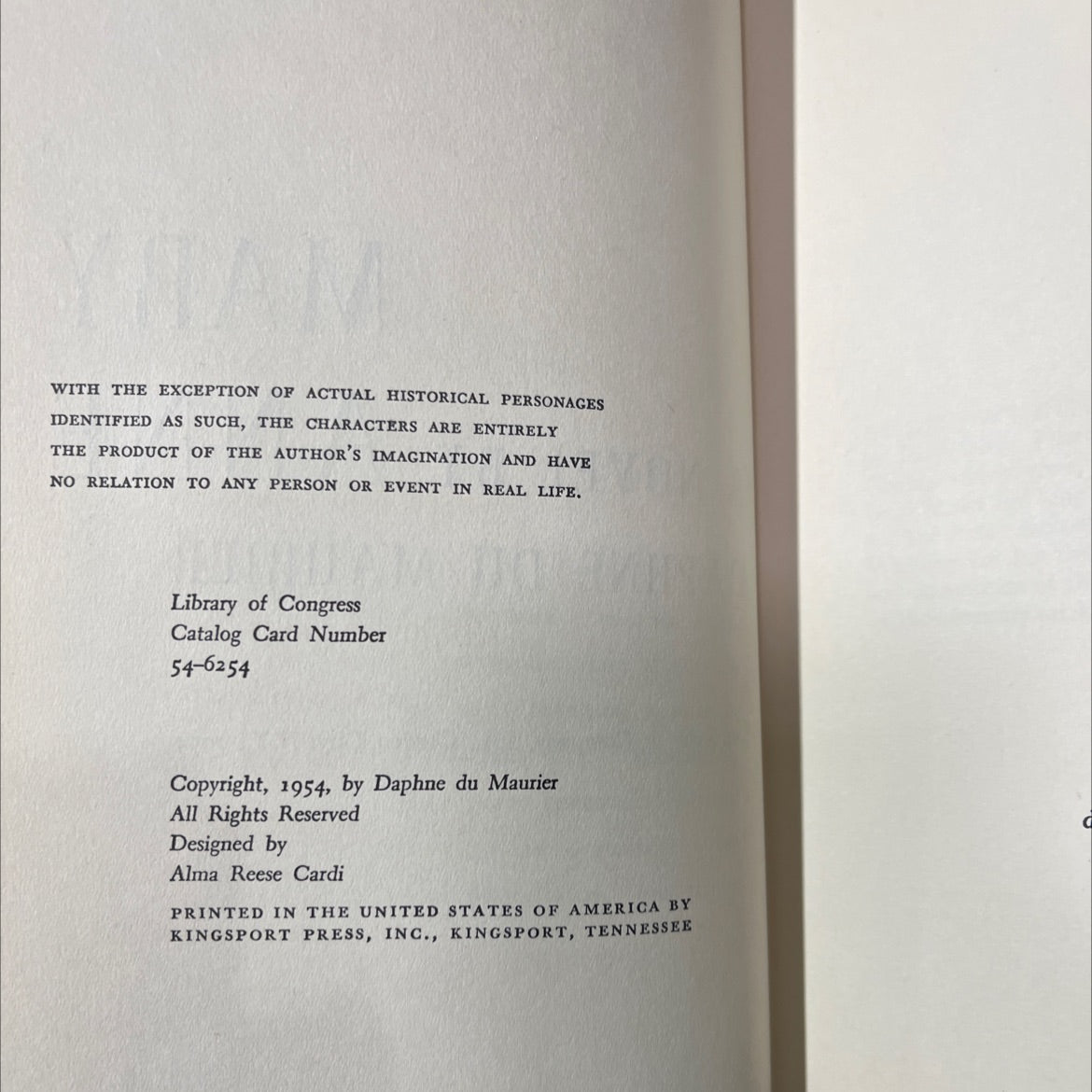 mary book, by daphne du maurier, 1954 Hardcover image 3