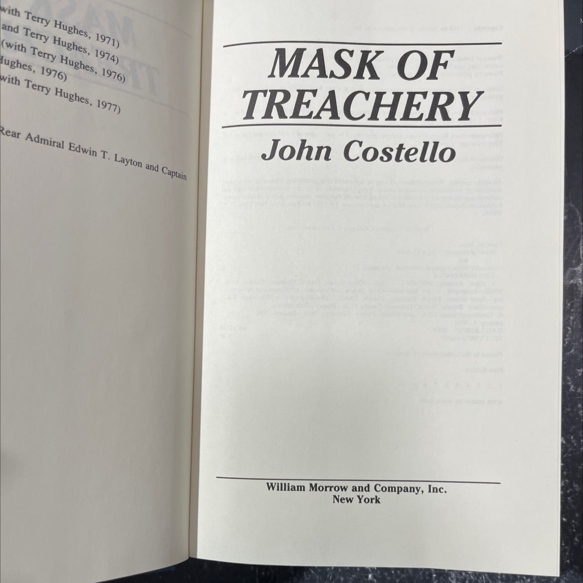 mask of treachery book, by John Costello, 1988 Hardcover image 2