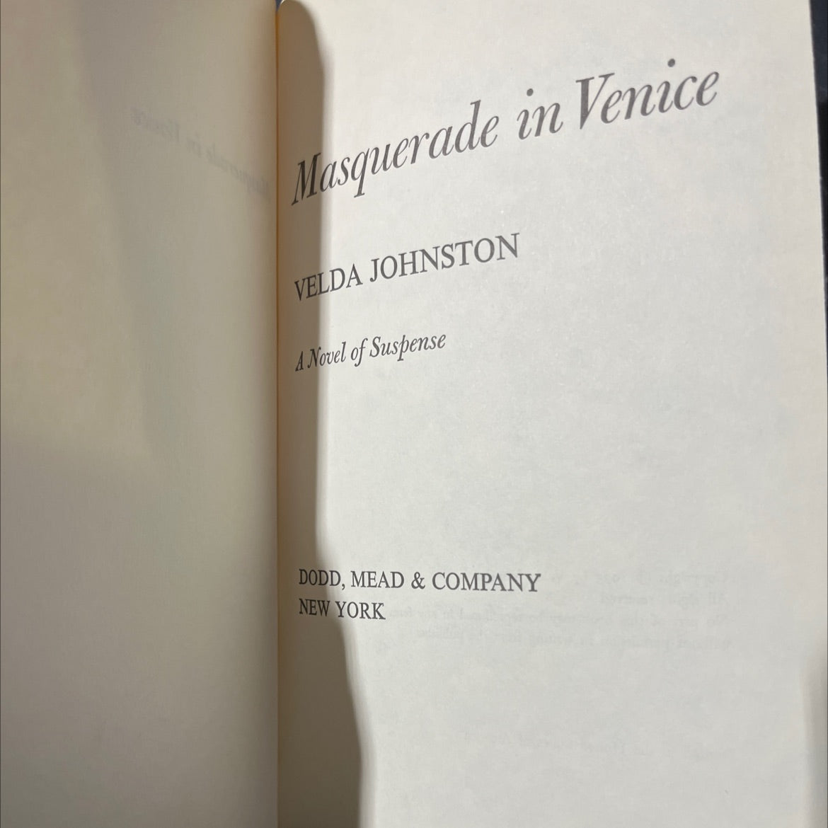 masquerade in venice book, by velda johnston, 1973 Hardcover image 2
