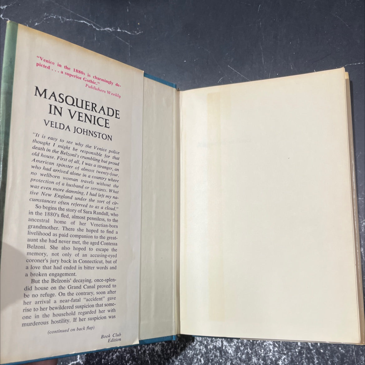 masquerade in venice book, by velda johnston, 1973 Hardcover image 4