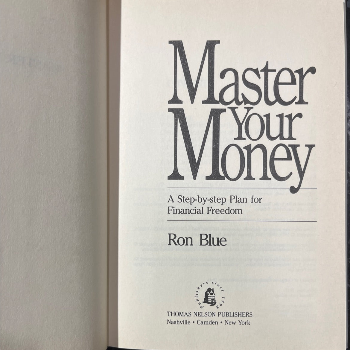 master money a step-by-step plan for financial freedom book, by ron blue, 1986 Hardcover image 2
