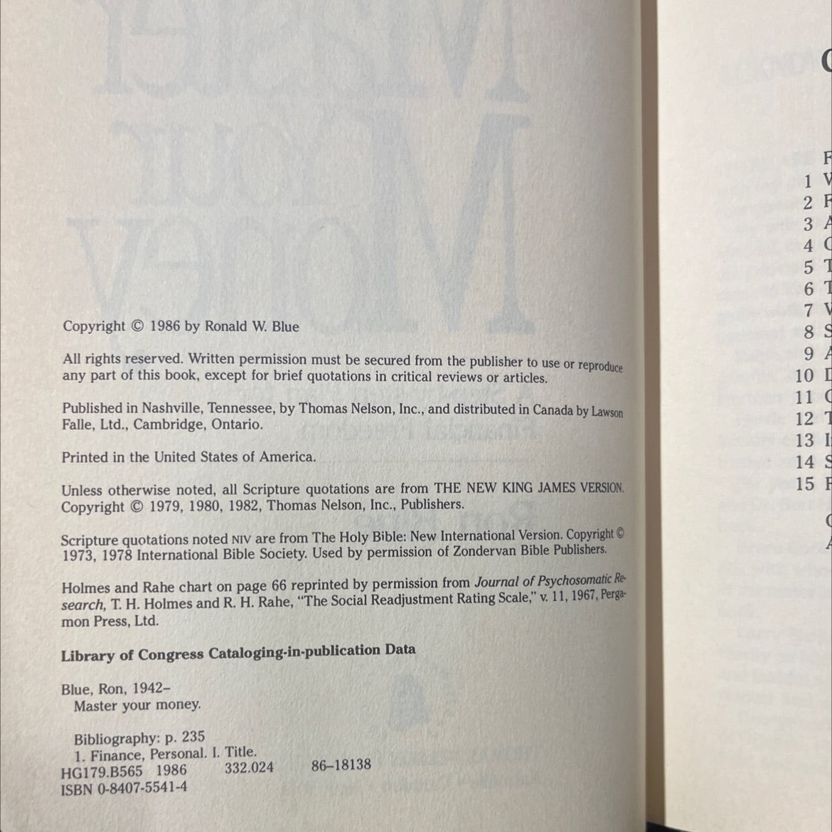 master money a step-by-step plan for financial freedom book, by ron blue, 1986 Hardcover image 3