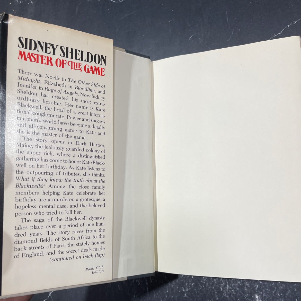 master of the game book, by sidney sheldon, 1982 Hardcover image 4