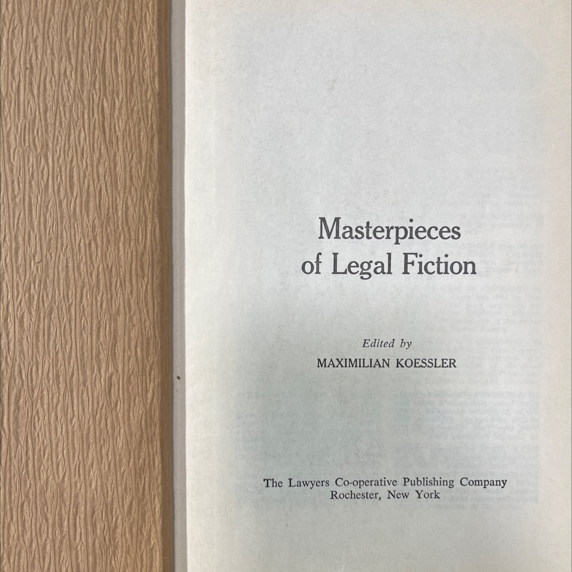 masterpieces of legal fiction book, by maximilian koessler, 1964 Hardcover image 2