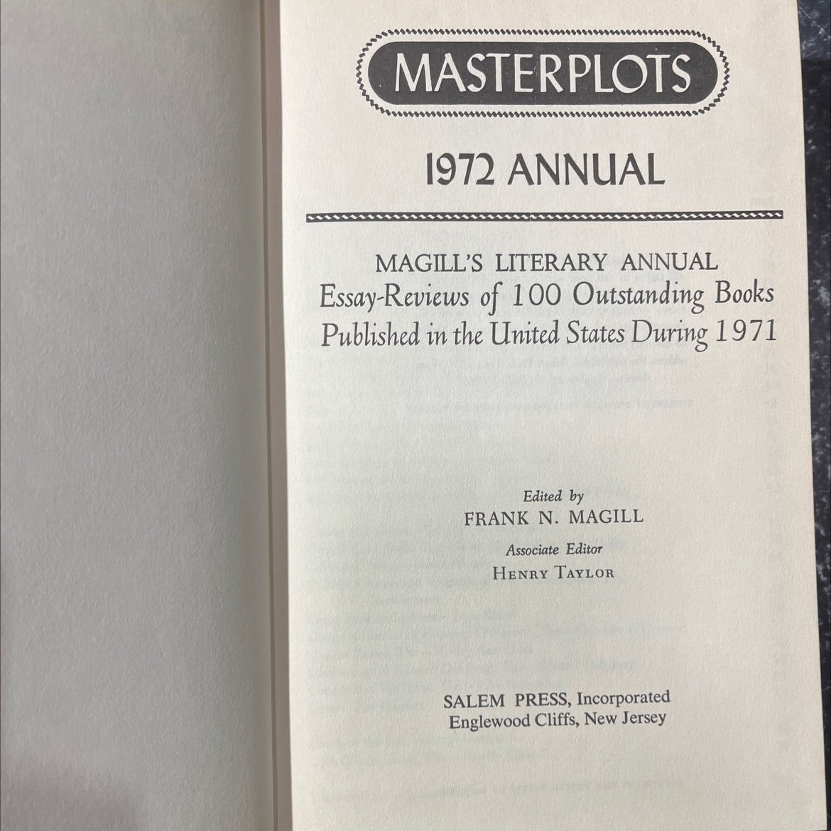 masterplots 1972 annual magill's literary annual book, by frank n. magill, 1972 Hardcover image 2