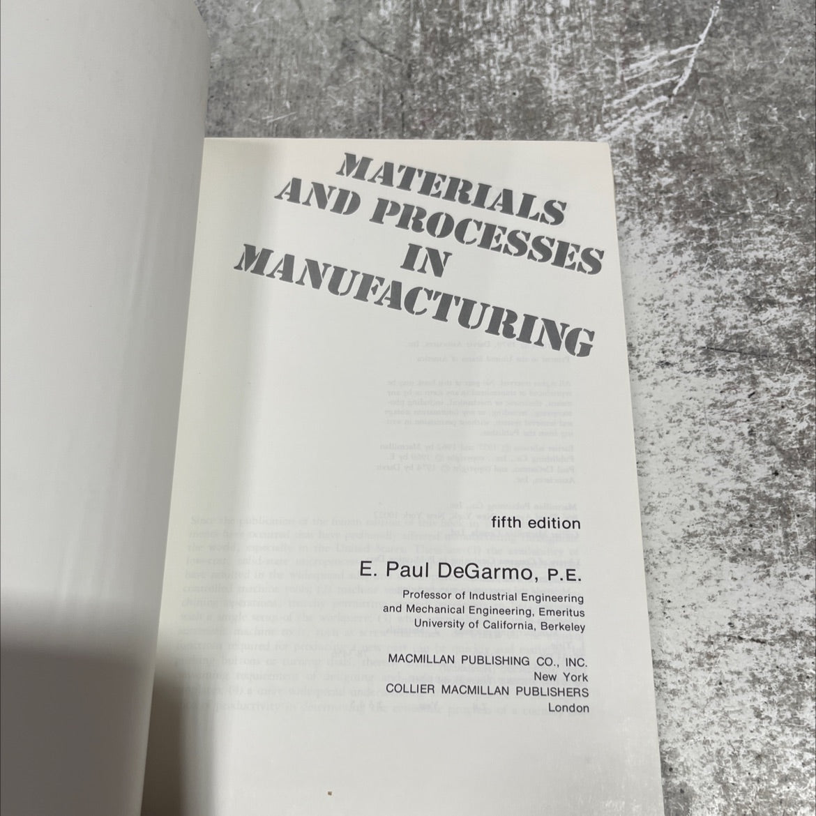 materials and processes in manufacturing book, by E. Paul DeGarmo, 1979 Hardcover image 2