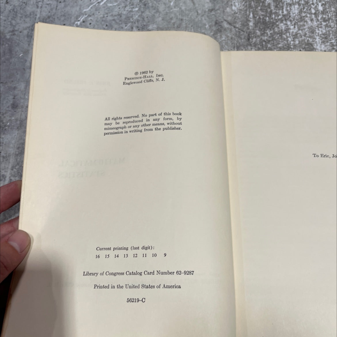 mathematical statistics book, by john e. freund, 1962 Hardcover image 3