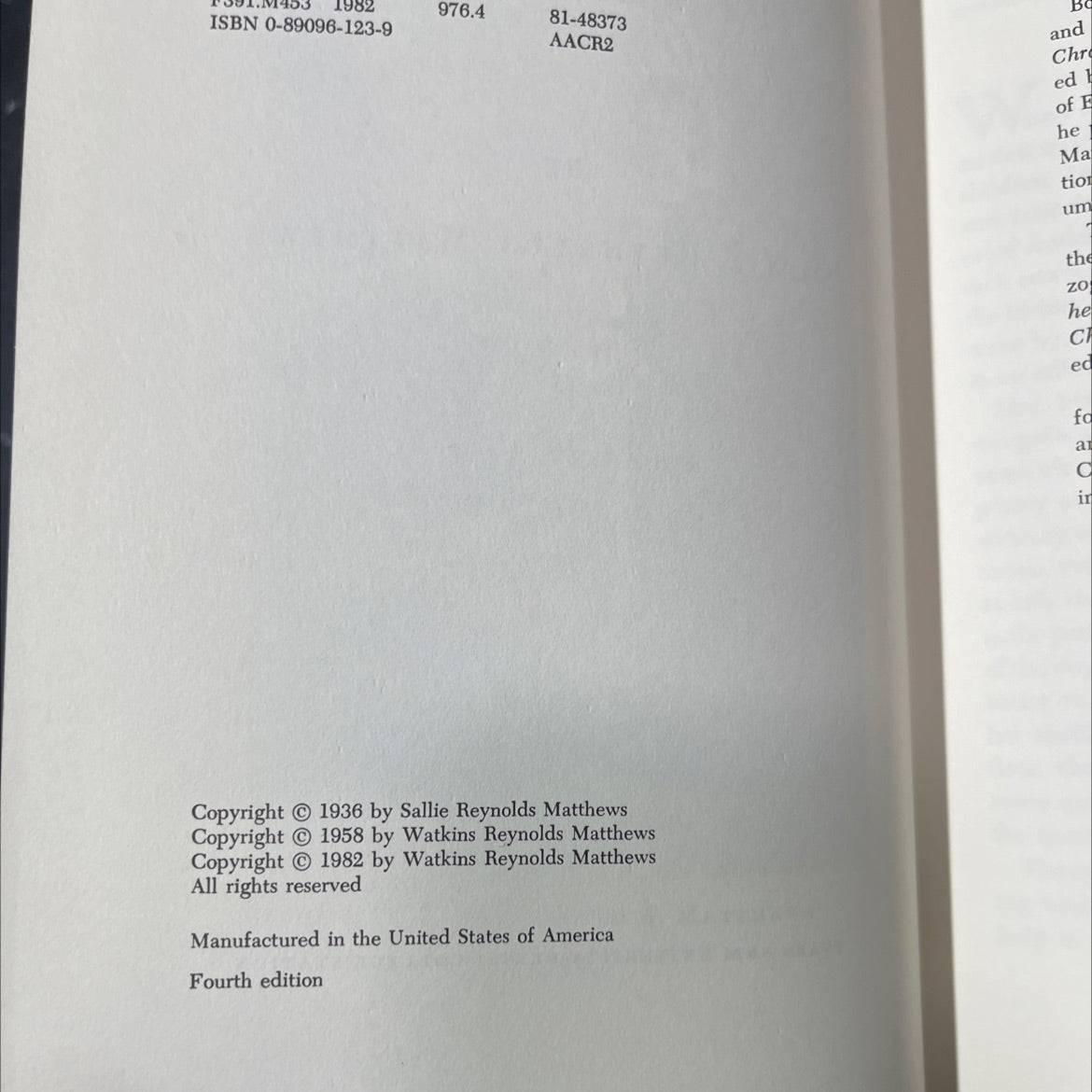 matthews interwoven a pioneer chronicle book, by sallie reynolds matthews, 1982 Hardcover image 3