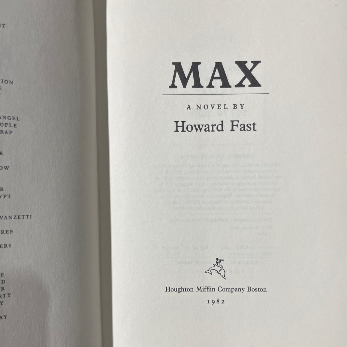 max book, by Howard Fast, 1982 Hardcover image 2