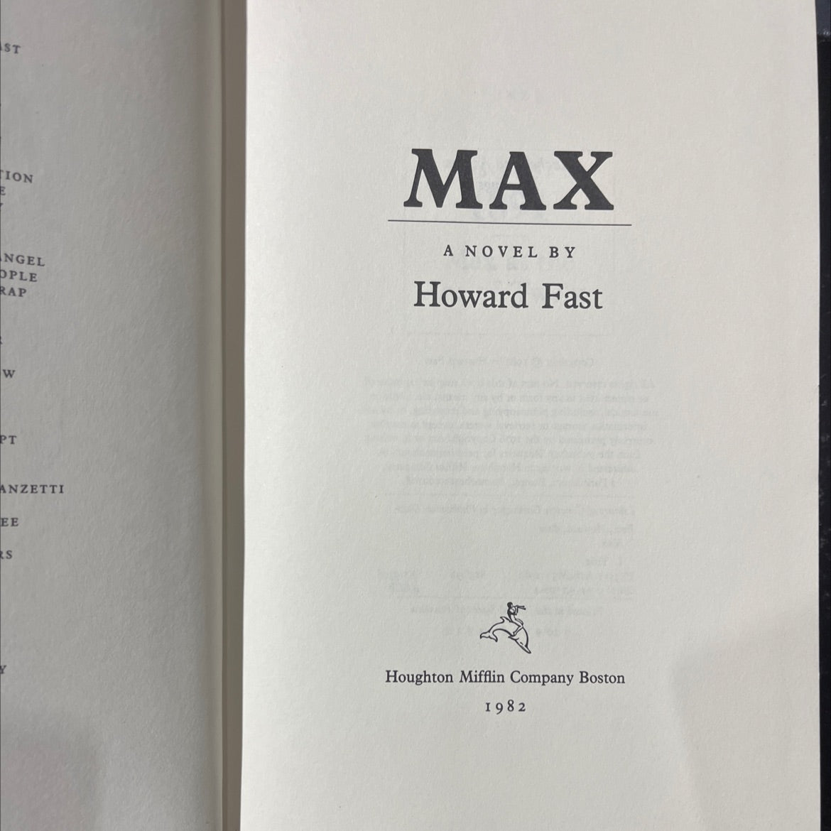 max book, by Howard Fast, 1982 Hardcover image 2