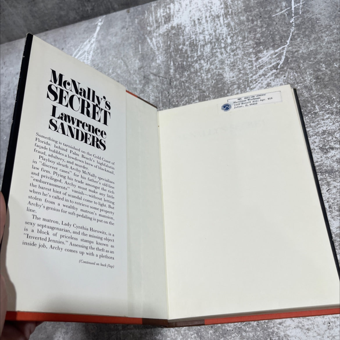 mcnally's secret book, by lawrence sanders, 1992 Hardcover image 4