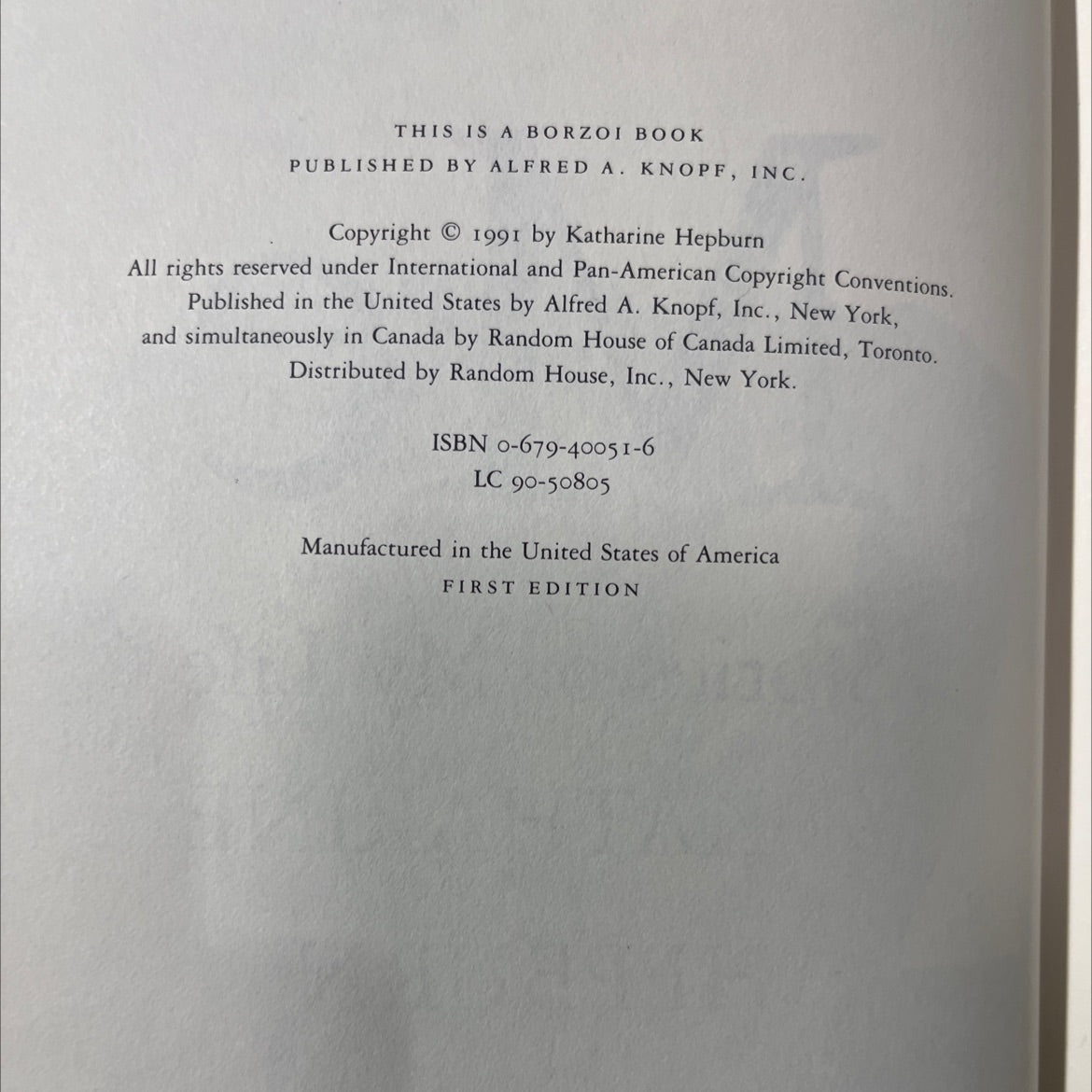 me stories of my life book, by katharine hepburn, 1991 Hardcover image 3