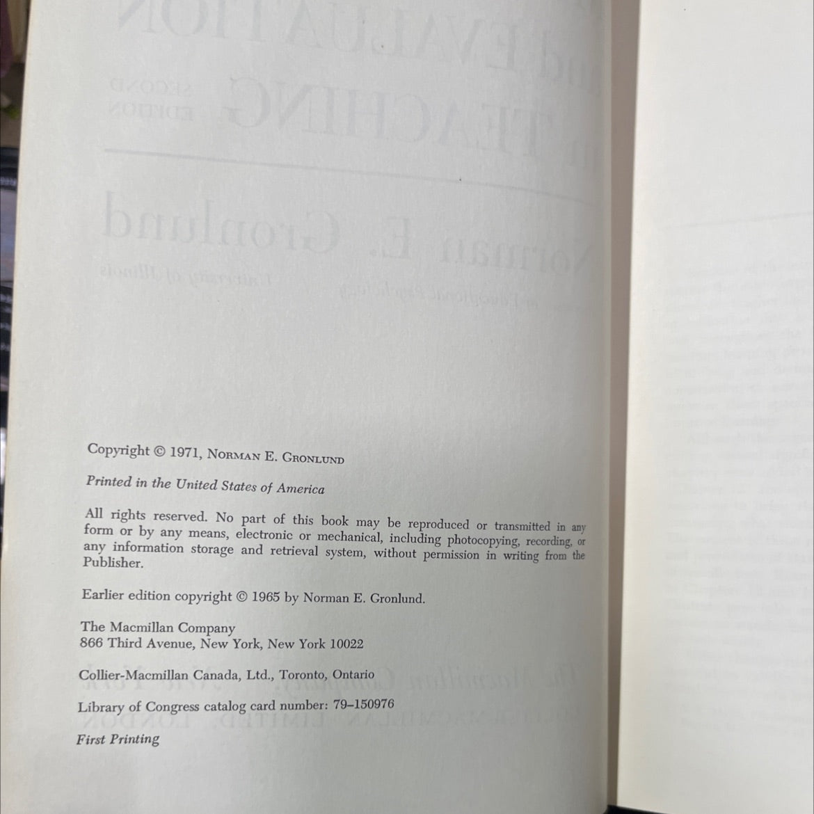 measurement and evaluation in teaching book, by norman e. gronlund, 1971 Hardcover image 3