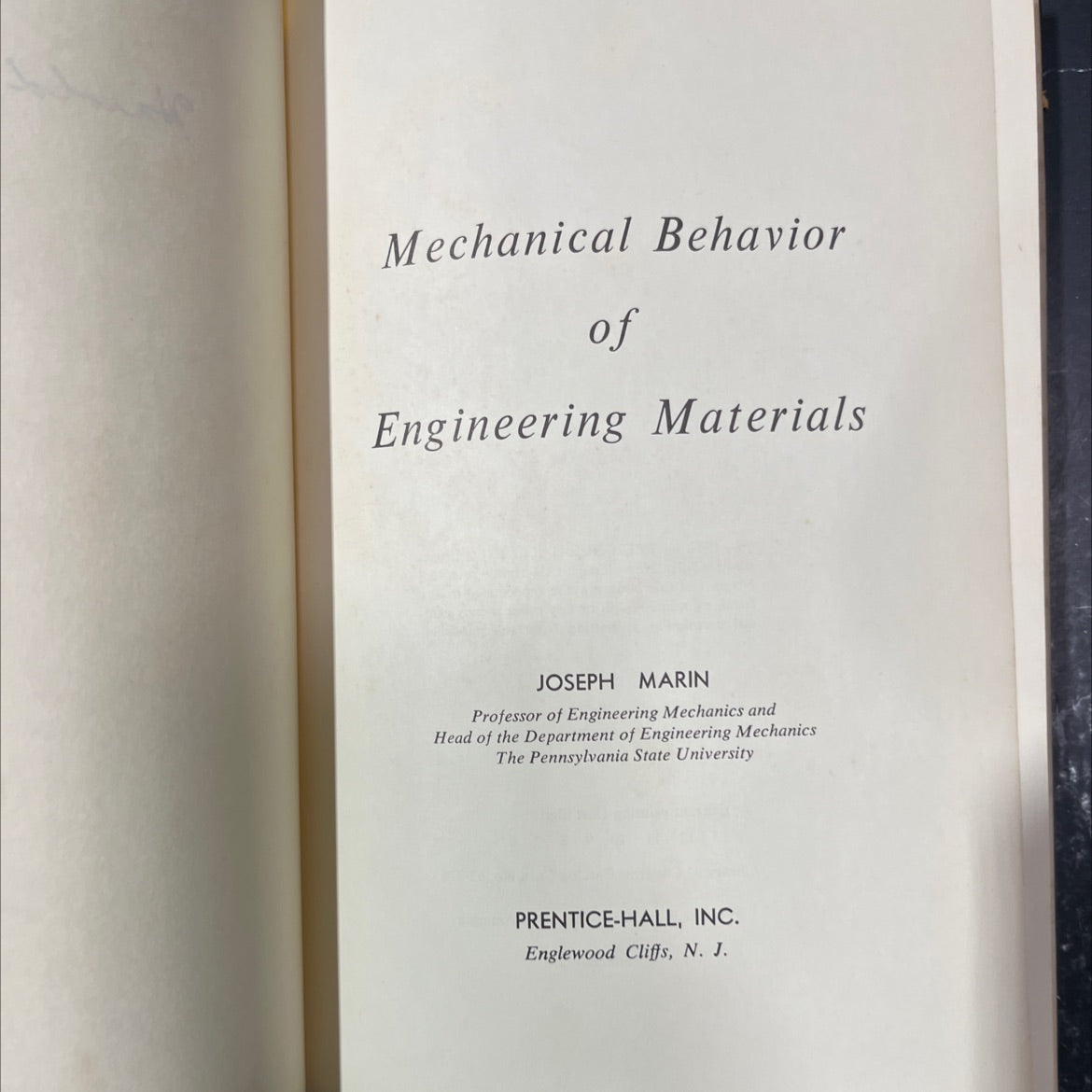 mechanical behavior of engineering materials book, by joseph marin, 1962 Hardcover image 2