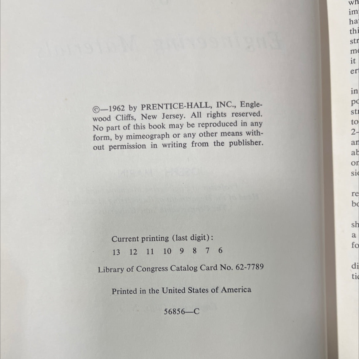 mechanical behavior of engineering materials book, by joseph marin, 1962 Hardcover image 3