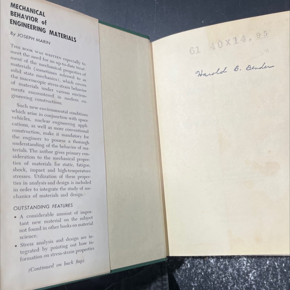 mechanical behavior of engineering materials book, by joseph marin, 1962 Hardcover image 4