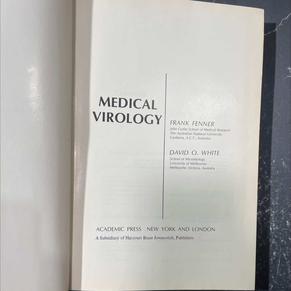 medical virology book, by frank fenner, david o. white, 1970 Hardcover image 2