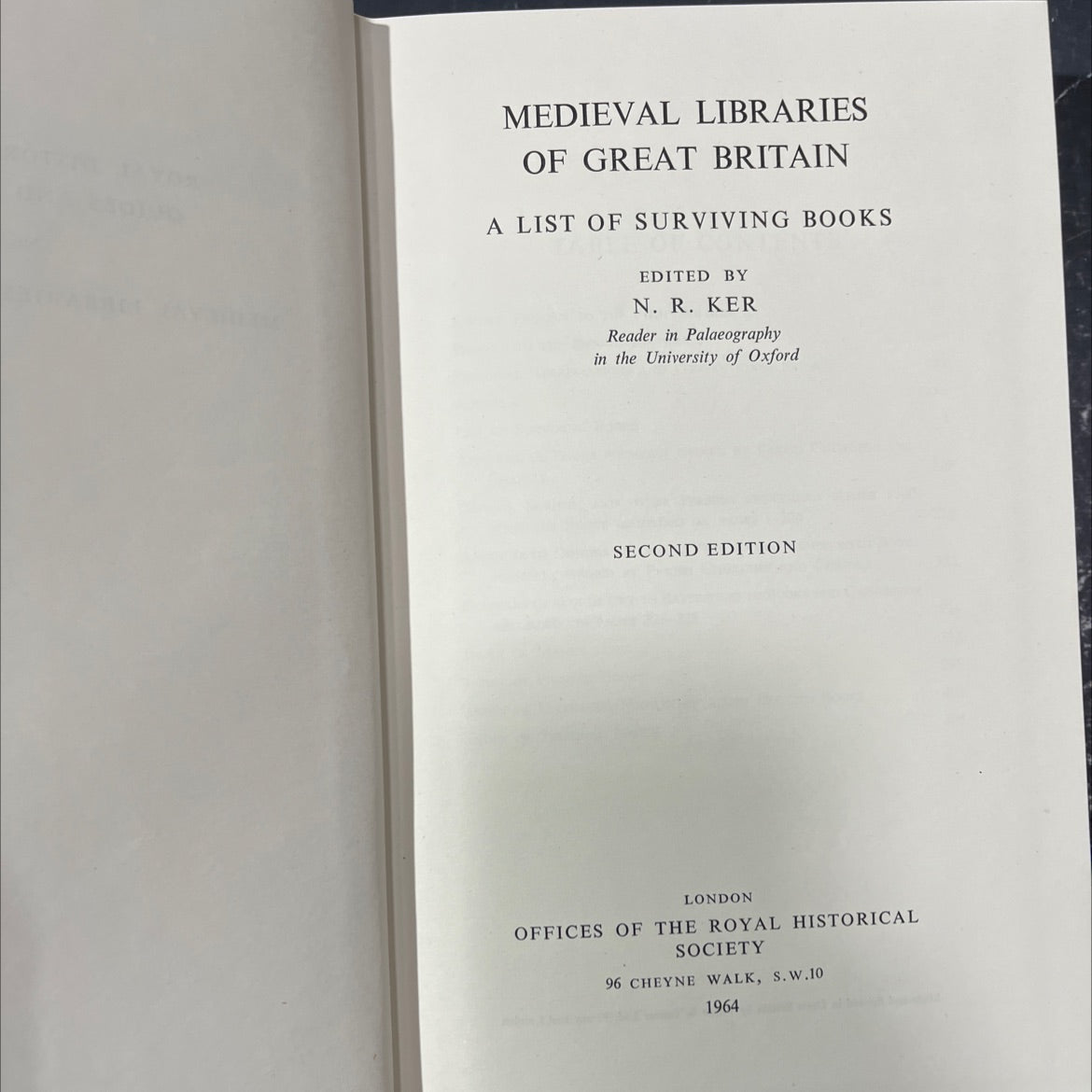 medieval libraries of great britain a list of surviving books book, by n. r. ker, 1964 Hardcover image 2