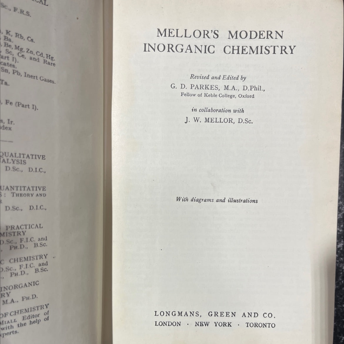 mellor's modern inorganic chemistry book, by g. d. parkes, j. w. mellor, 1946 Hardcover image 2