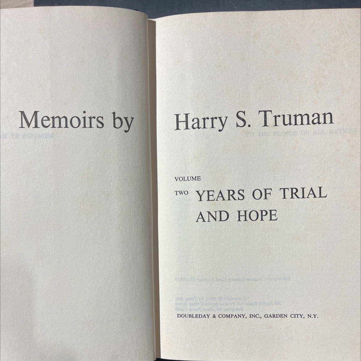 memoirs by harry s. truman volume two years of trial and hope book, by Harry S. Truman, 1956 Hardcover image 2