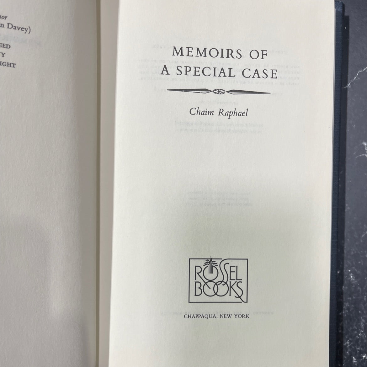 memoirs of a special case book, by Chaim Raphael, 1985 Hardcover image 2