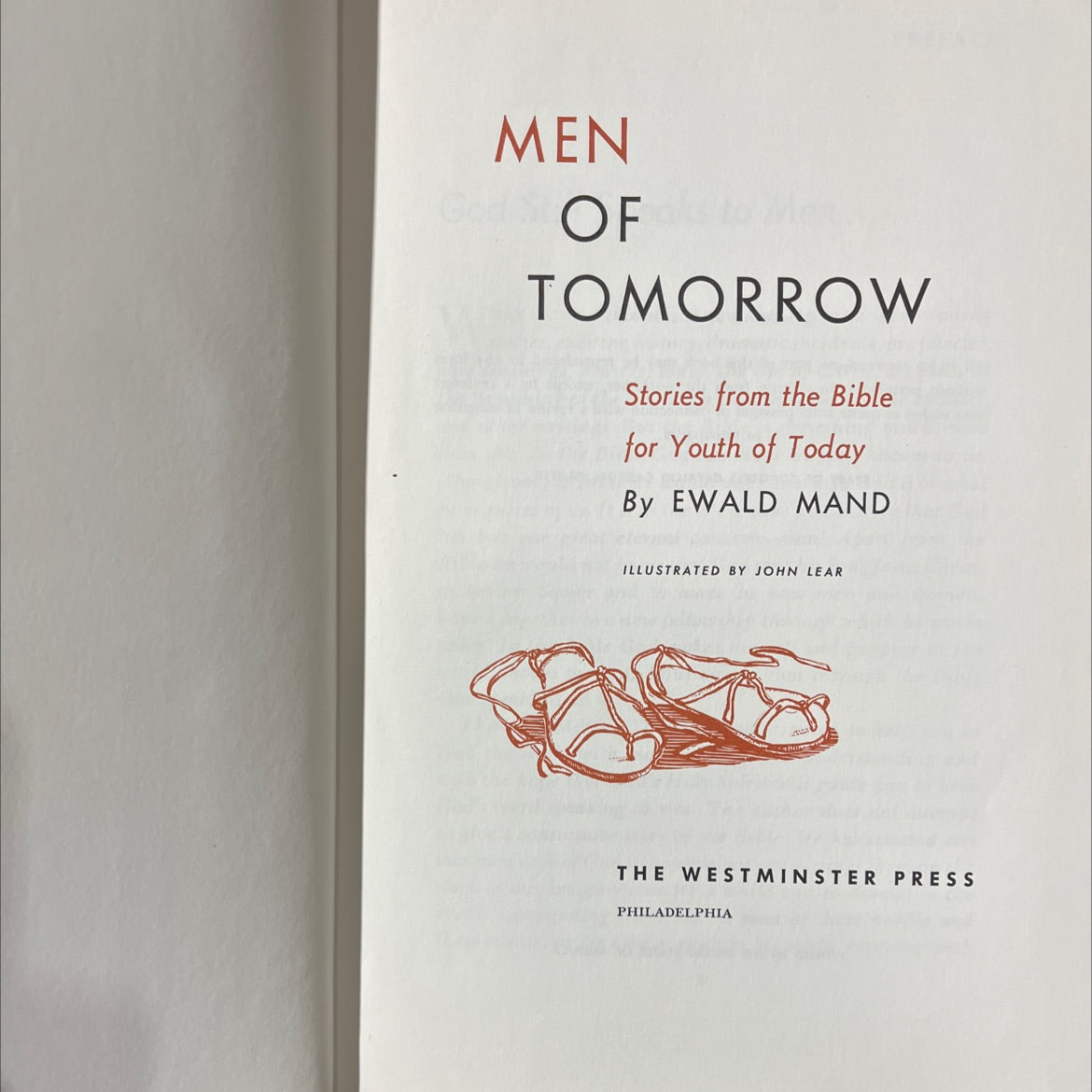 men of tomorrow stories from the bible for youth of today book, by ewald mand, 1958 Hardcover image 2