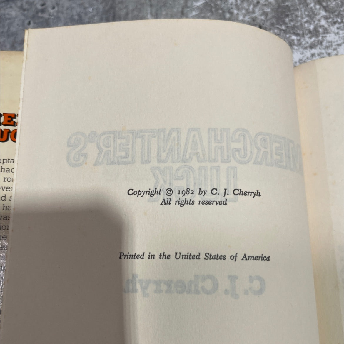 merchant's luck book, by C. J. Cherryh, 1982 Hardcover image 3
