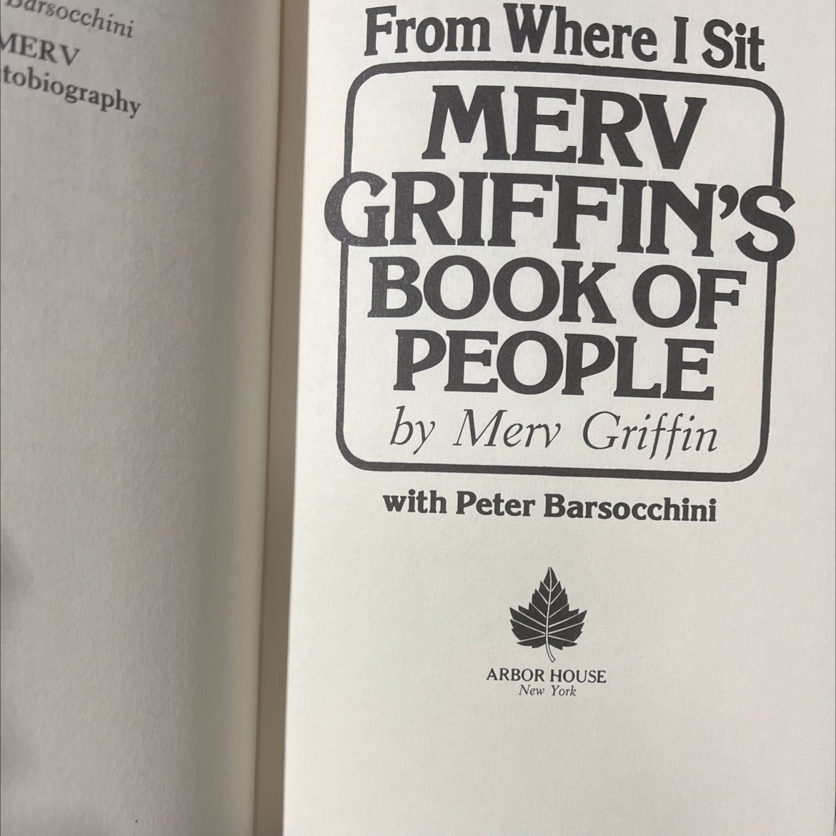merv griffin's book of people book, by Merv Griffin with Peter Barsocchini, 1982 Hardcover image 2
