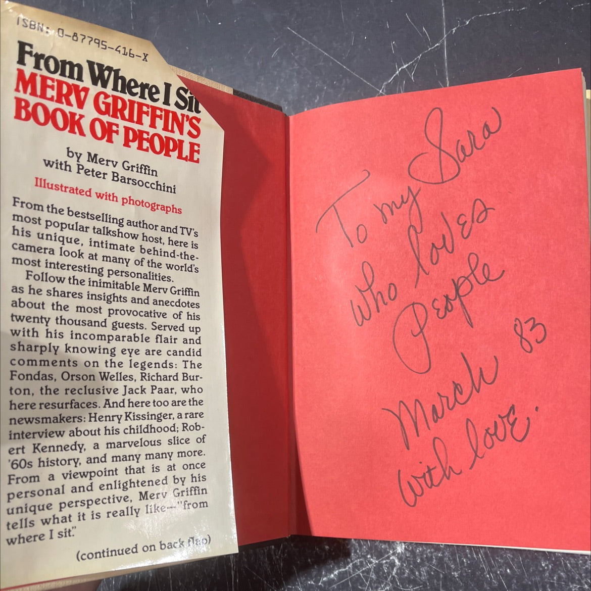 merv griffin's book of people book, by Merv Griffin with Peter Barsocchini, 1982 Hardcover image 4