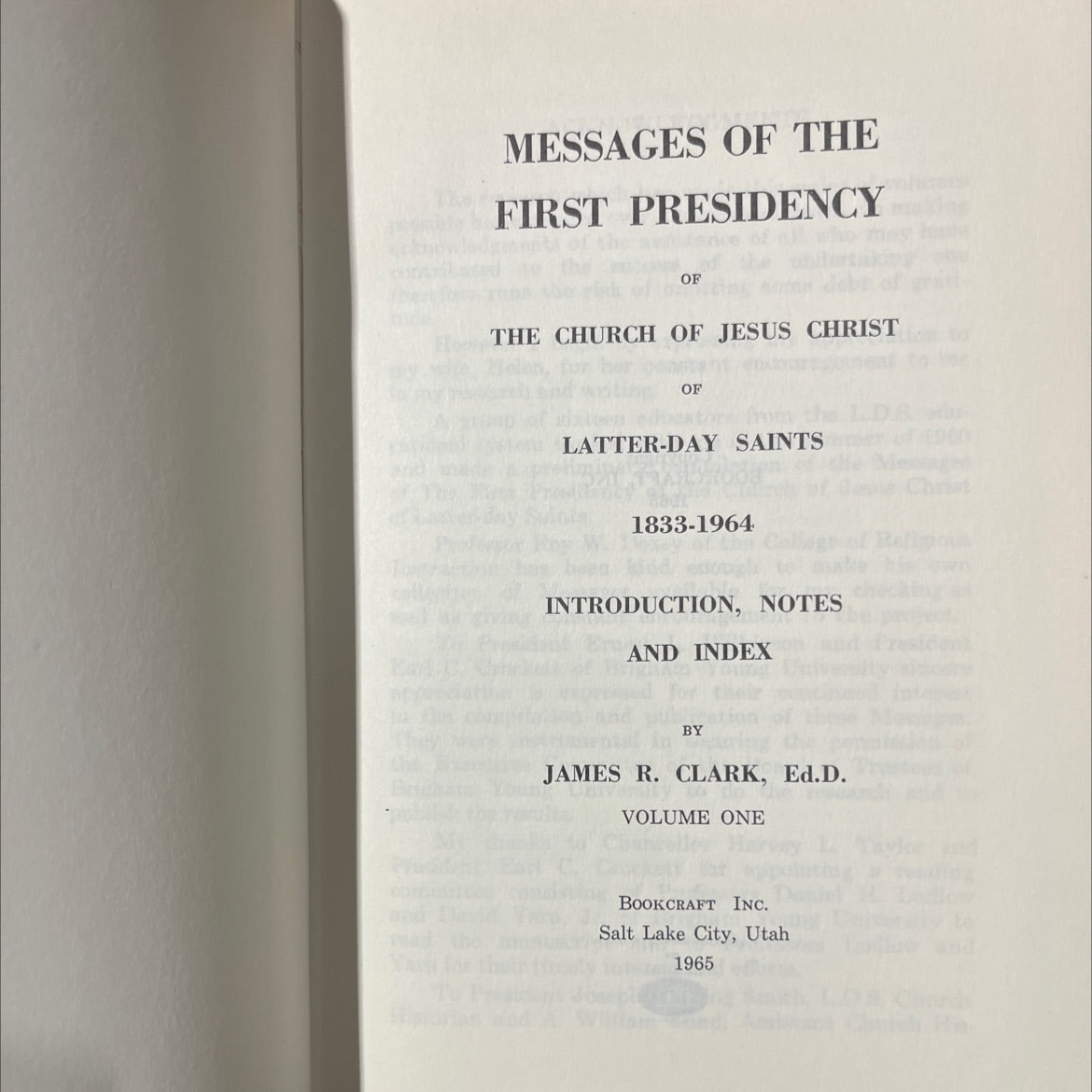 messages of the first presidency of the church of jesus christ of latter-day saints 1833-1964 book, by james r. clark, image 2
