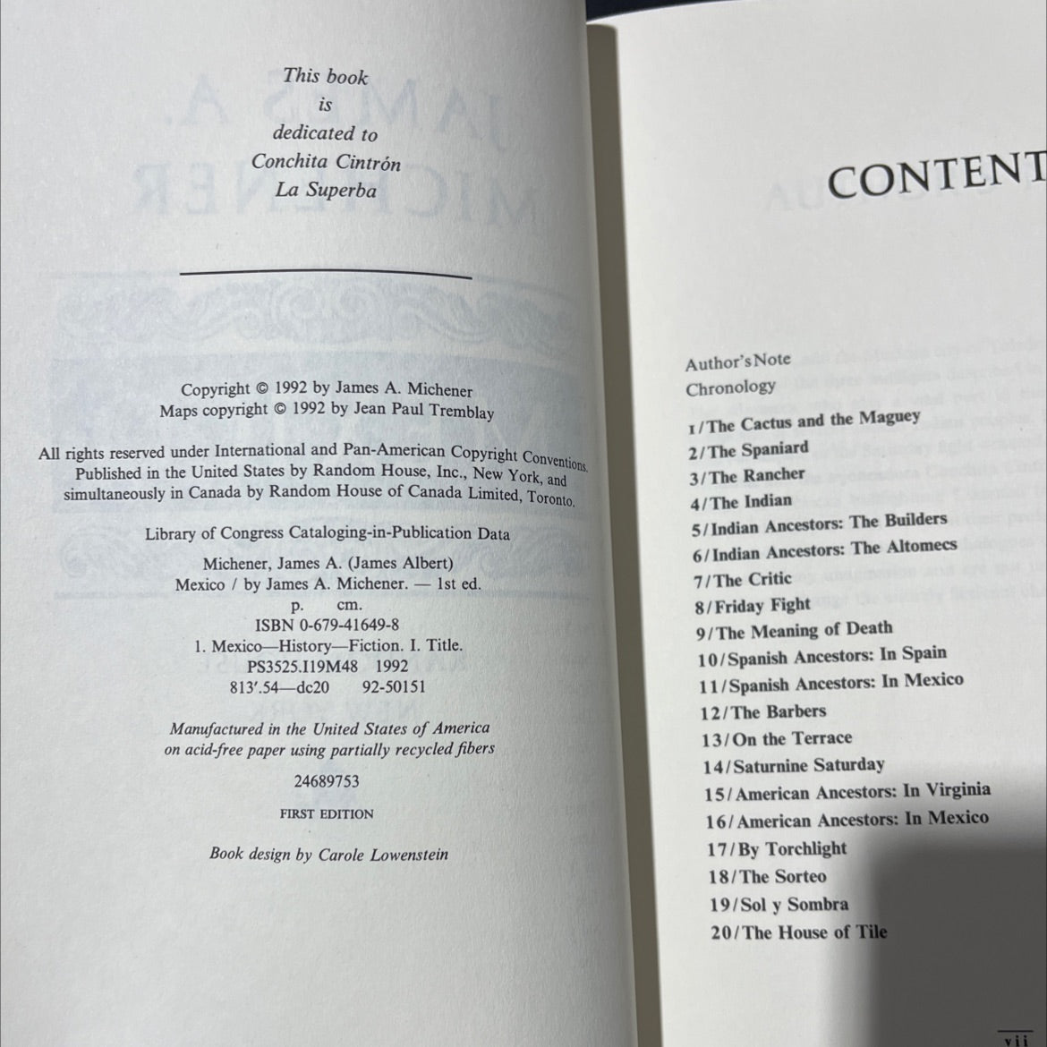 mexico book, by james a. michener, 1992 Hardcover image 3